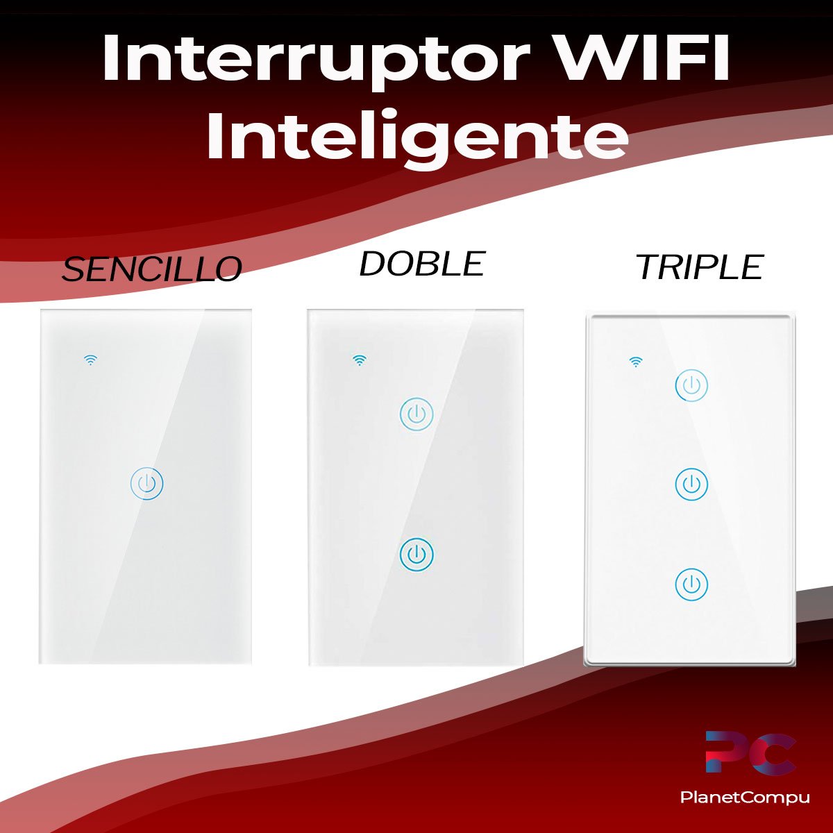 Interruptor Inteligente WiFi Doble Blanco