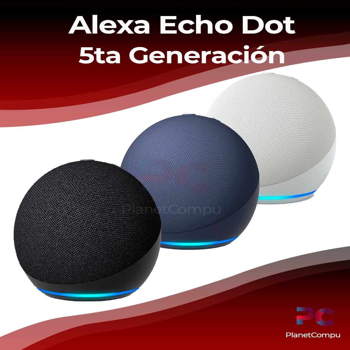 Alexa ECHO DOT 5a Gen negra más foco Wi-Fi (ECHO DOT 5