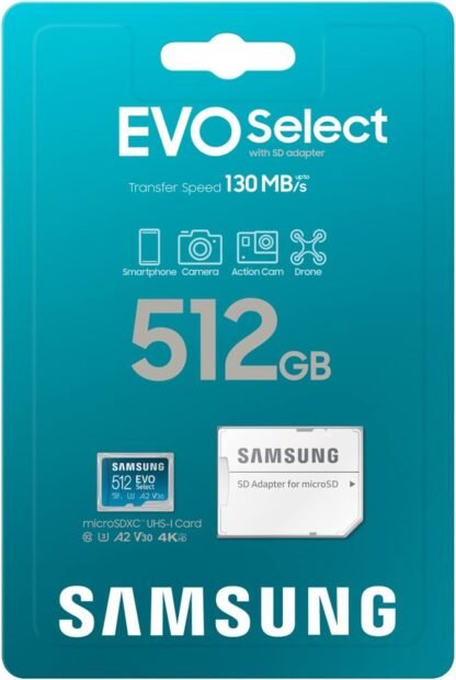 microSD Samsung EVO Select 512 GB U3 V30 4K 130 MB/s
